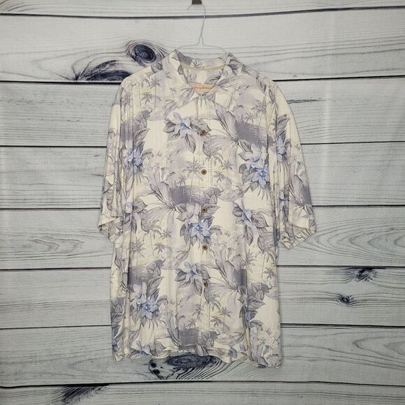 Tommy Bahama light color button front Hawaiian shirt silk size large - Picture 1 of 7